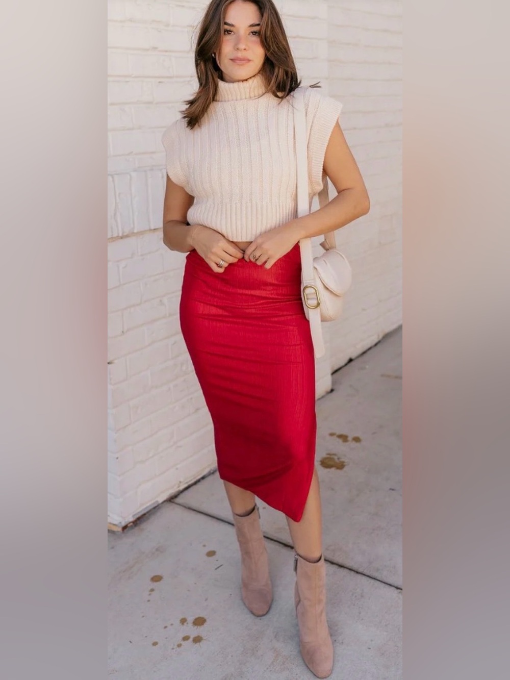 LIZARD THICKET ESME RED METALLIC
MIDI SKIRT